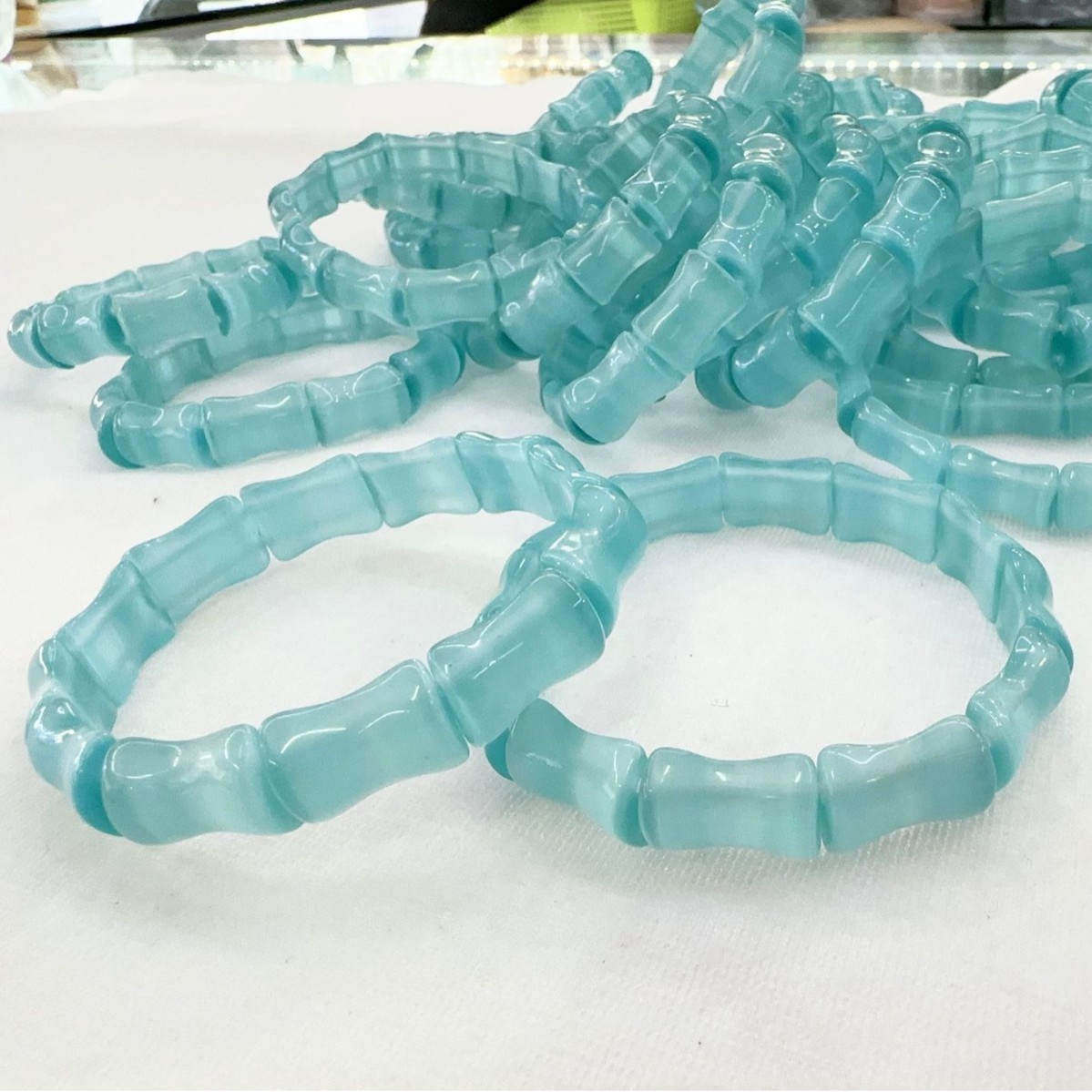 5pcs Fashion cat eye stone bamboo knot bracelet 11 * 18mm seven color