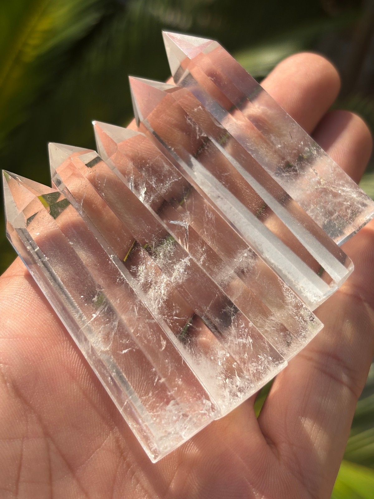 5PCS CLEAR QUARTZ SINGLE THIN PENCIL POINT WAND GEMSTONE CRYSTAL