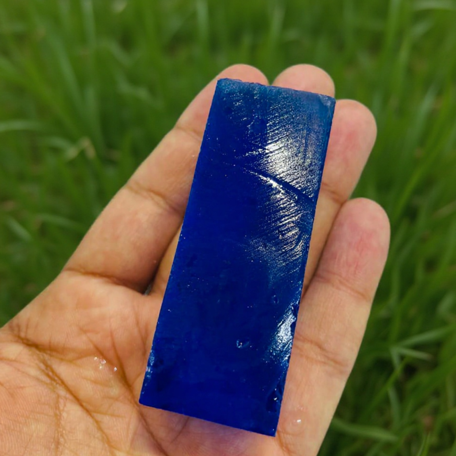 Lab-Grown Blue Sapphire Nano Crystal 410CT Slice Synthetic Rectangular Gemstone