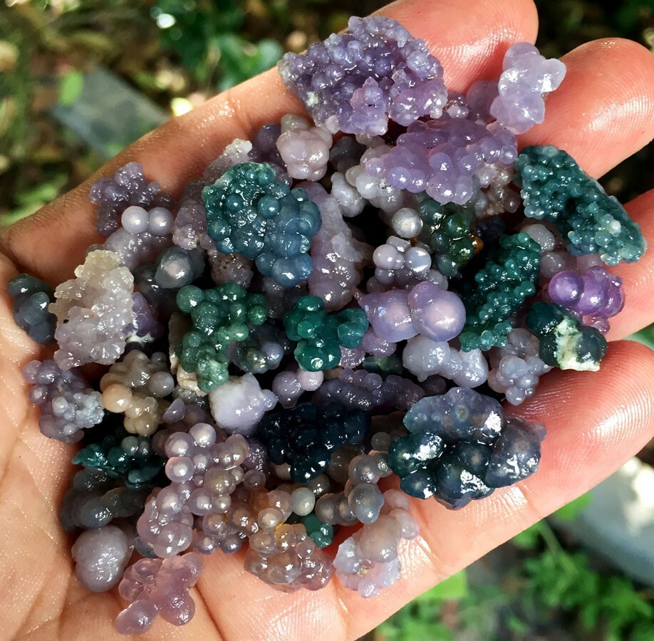 100g 50-90Natural Botryoidal Chalcedony Starlight Purple Grape Agate Grain ag100