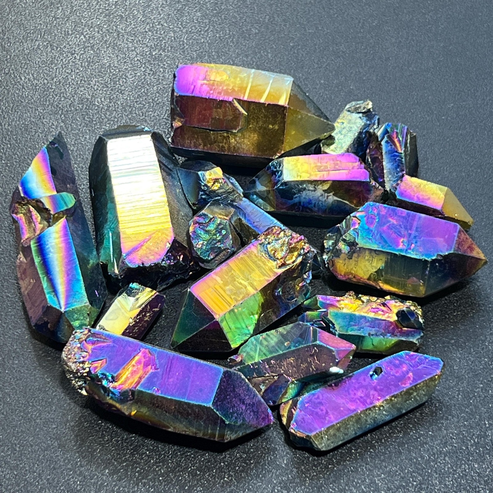 Titanium Aura Quartz (Coated) Crystals Rough Raw Points Genuine Brazil Mineral