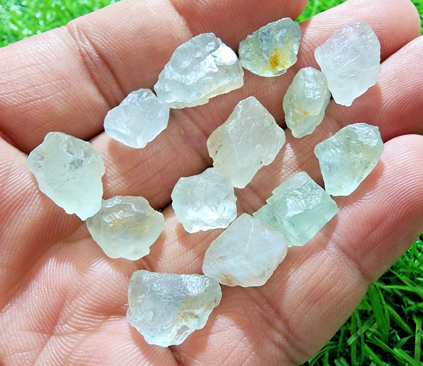 13Pcs Sky Blue Aquamarine Gemstone Rough Lot 10-16MM Aquamarine Rough Stone Bulk