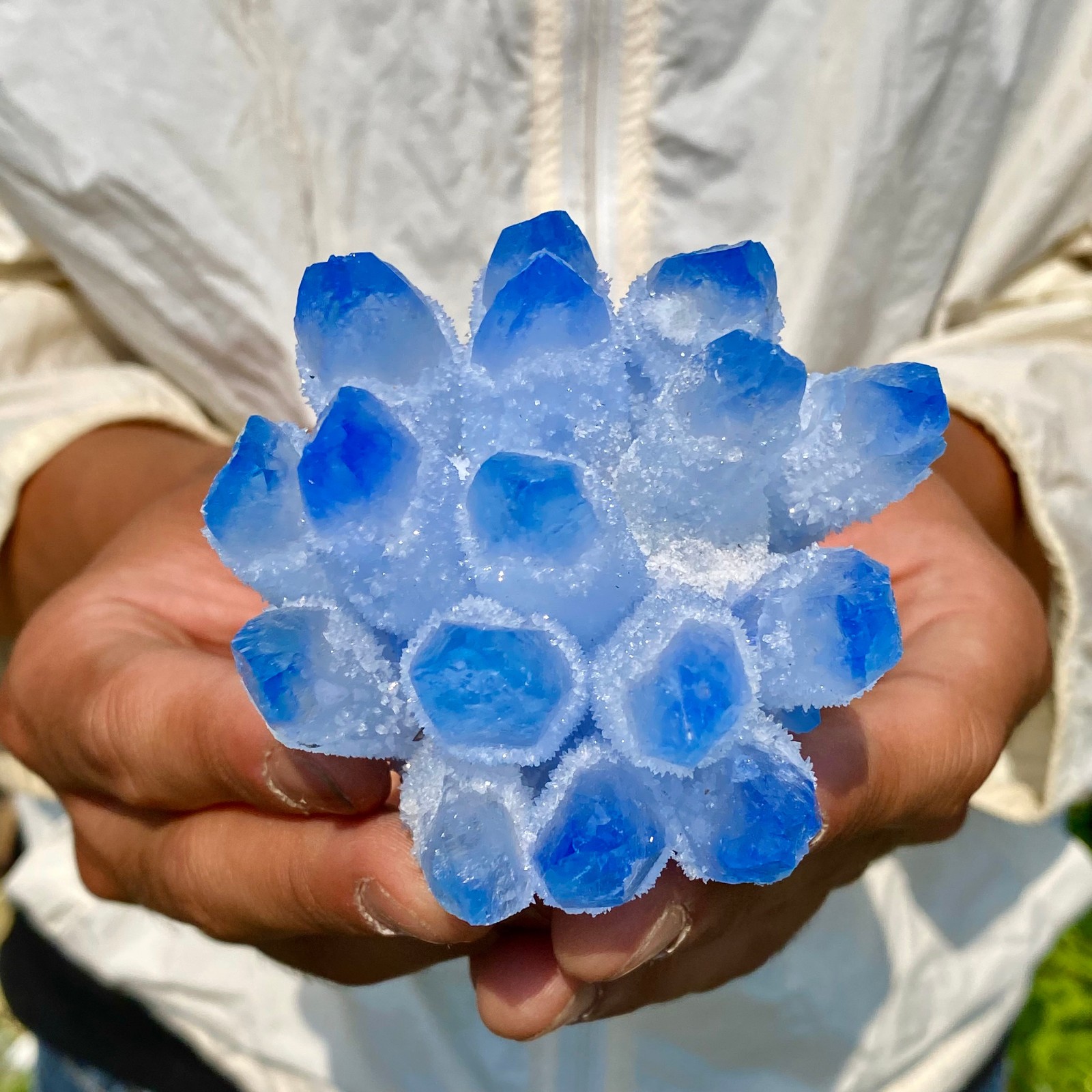313G New Find blue Phantom Crystal Quartz Cluster Mineral Specimen Healing
