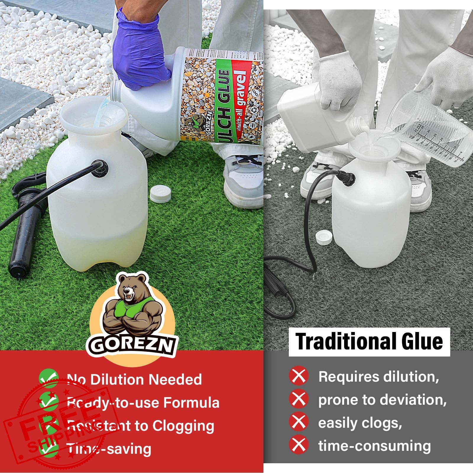 GoRezn Mulch Glue 2 Gallon Rock Garden Yard