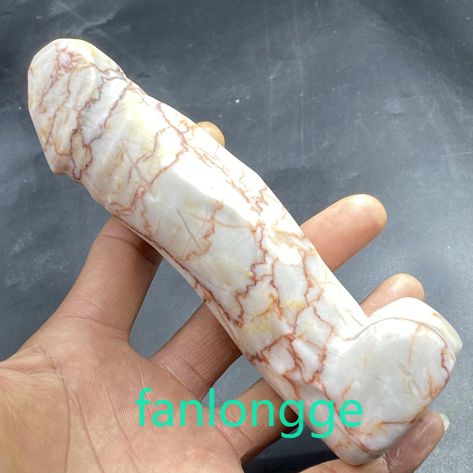 5.7″ Natural Red network stone Male Penis Quartz Crystal Skull Massager Gem 1PC