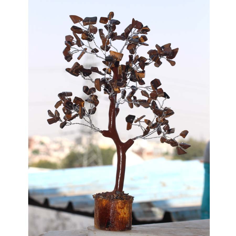 150+ TIger EYe Gemstones SIlver Branches Bonsai Money Tree Decor 8-9.5″ JW