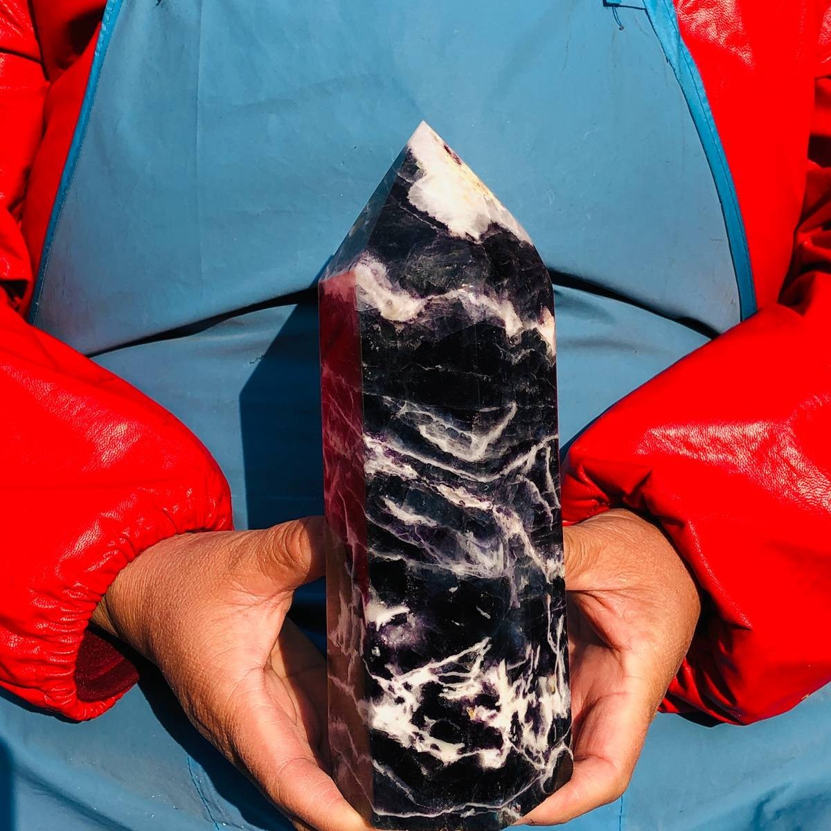 4.15LB Natural Colourful Fluorite Obelisk Quartz Crystal Tower Healing