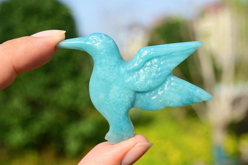 1.6” Quartz crystal Hummingbird Hand Carved Natural Reiki Crystal decor gift 1x