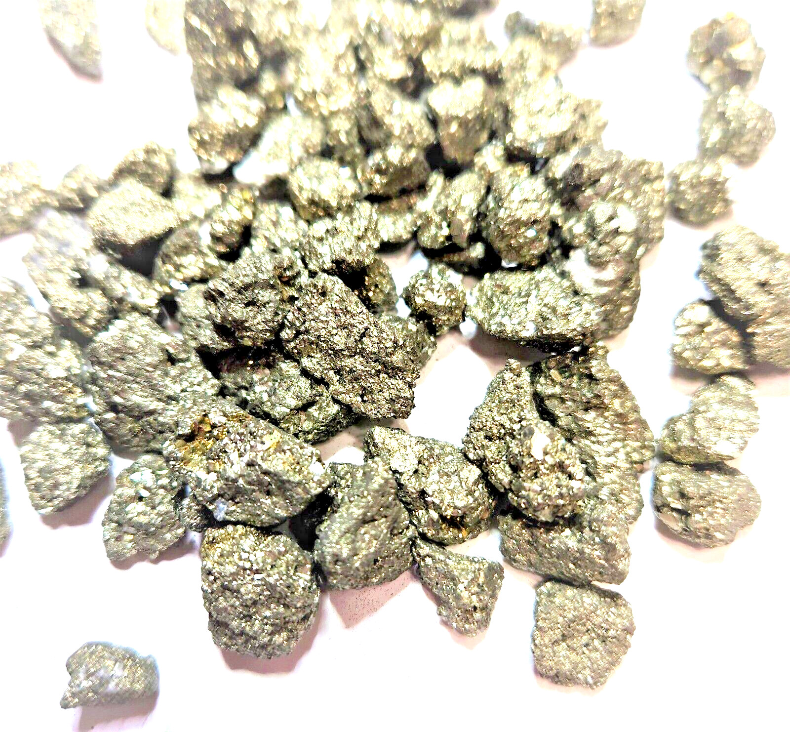 Natural Tiny Pyrite Crystal Minteral Nuggets from Peru sold in 2 ounce Bulk bags