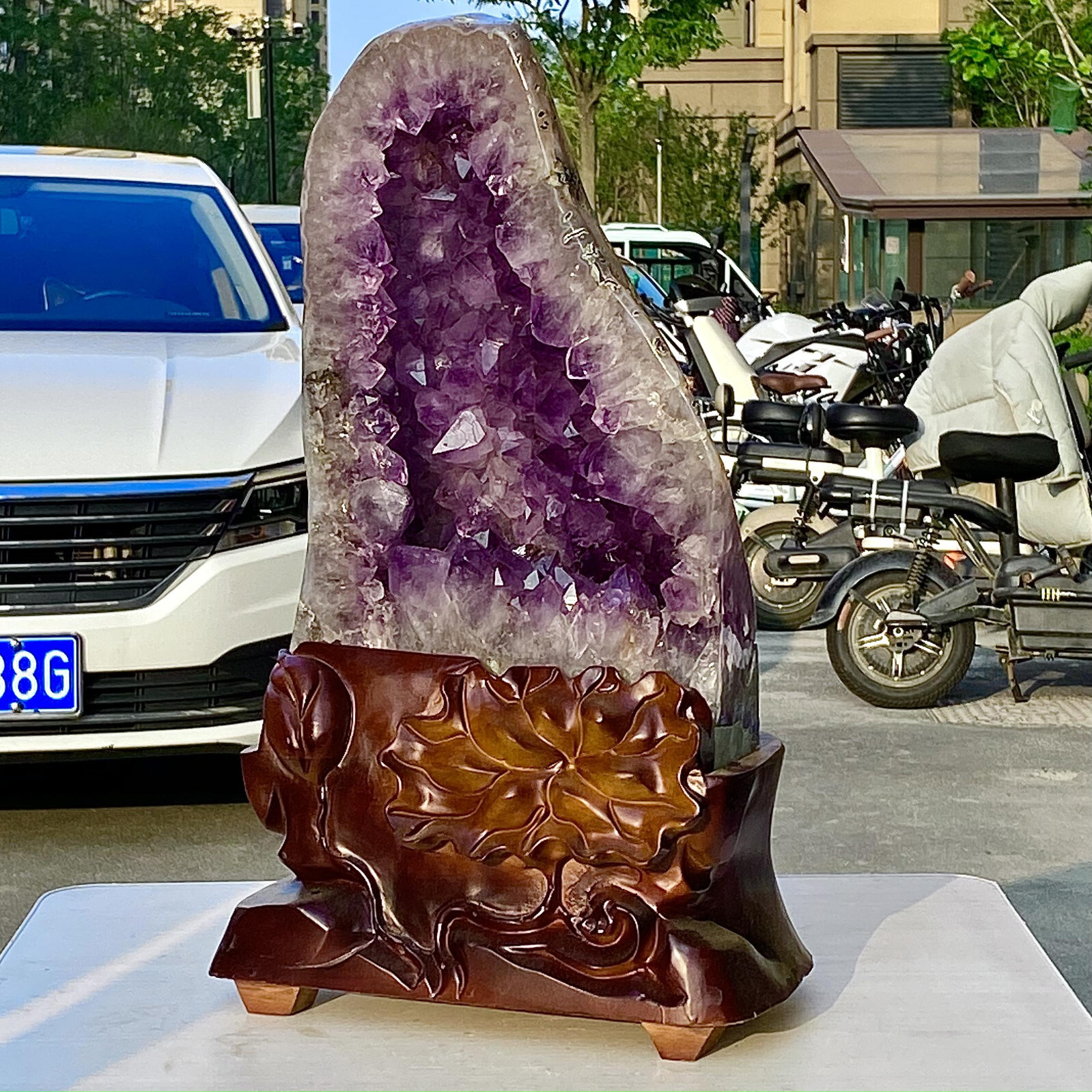 35.2LB Brazilian Amethyst Crystal Cave Stone Cluster Quartz Geode Healing
