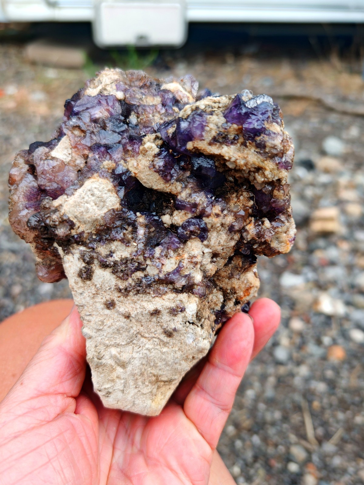 Blue John Fluorite Large Raw Crystal Cluster On Fossil Matrix