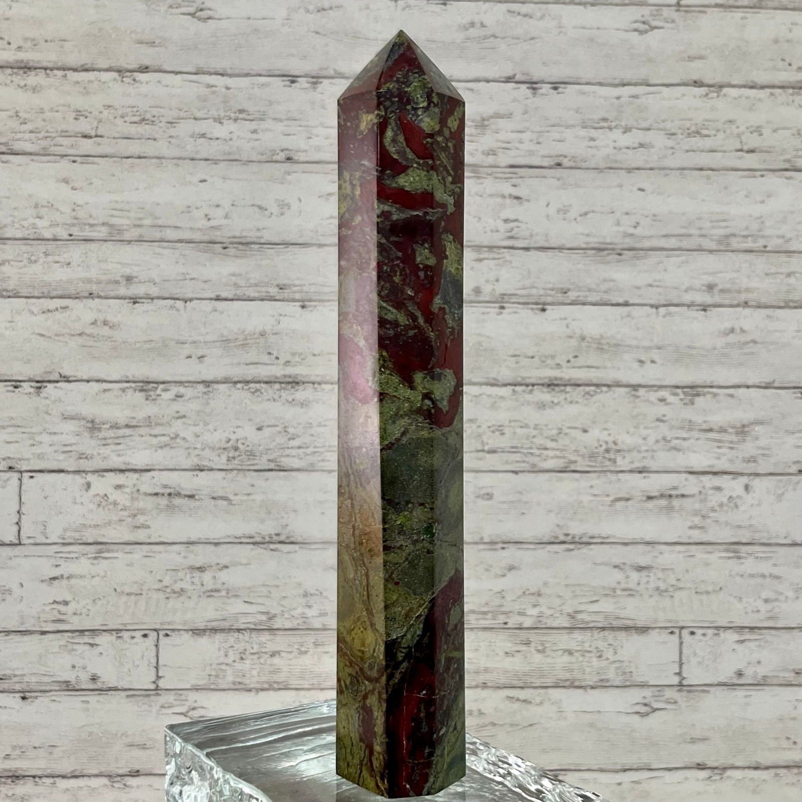 Bloodstone Crystal Tower Point Home Office Feng Shui Desk Decor Gift 821 g