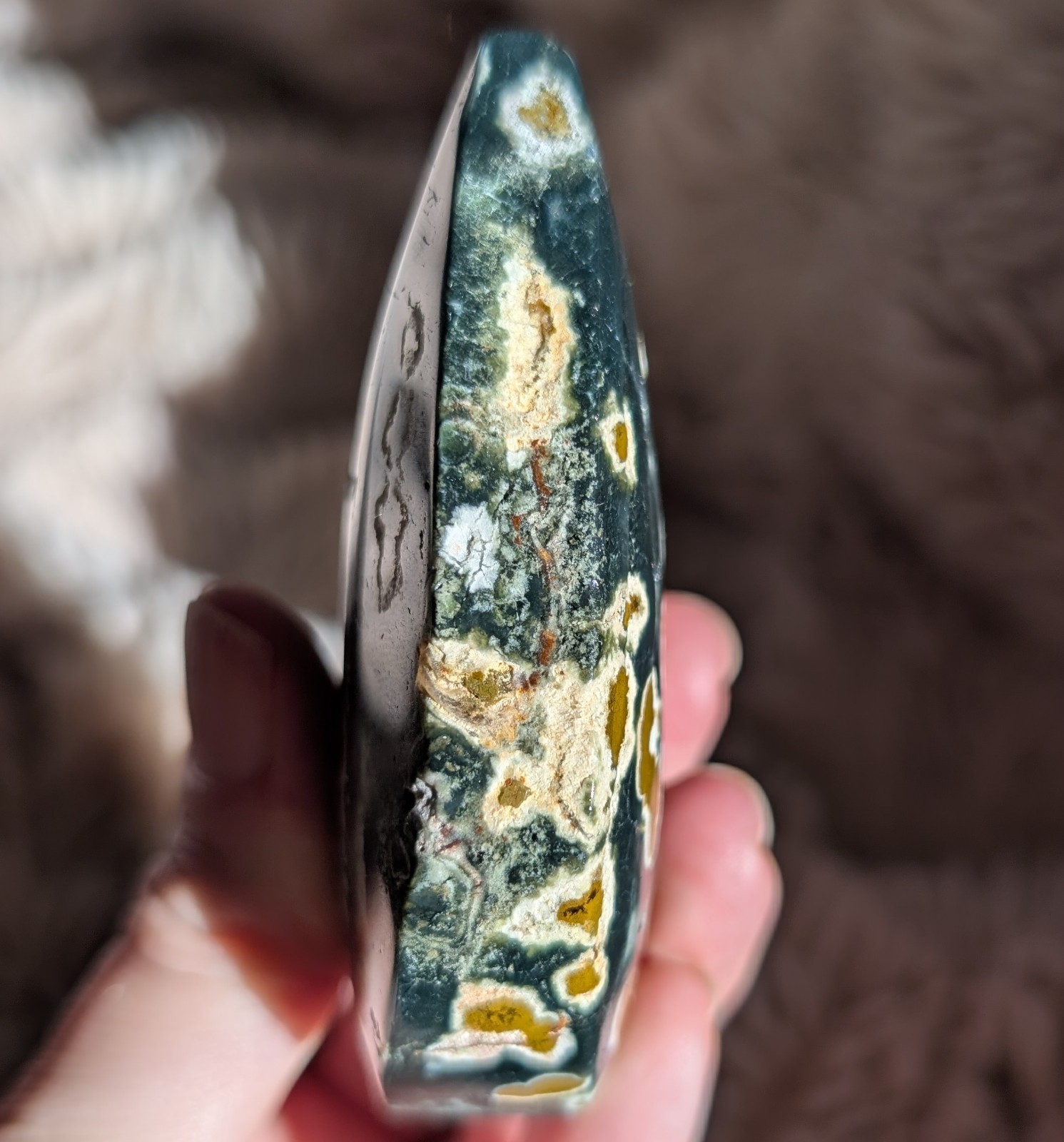Ocean Jasper Freeform Ornament Crystal Teardrop OJ Gemstone Tower