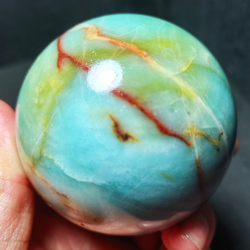 RARE 390G Natural Polished Colorful Sky blue Agate Crystal Ball Healing R2295