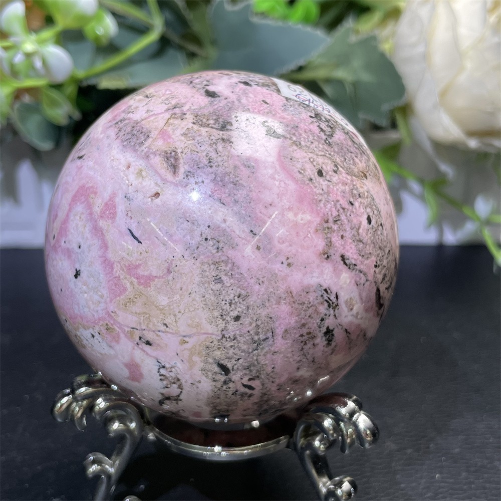 1.4LB 2.7″ Natural Peru Rhodonite Sphere Ball Crystal Quartz Decor Healing