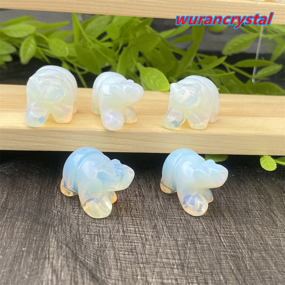 Carved Opalite Quartz crystal Animal Bears Mini Skull point Healing gifts 5pcs