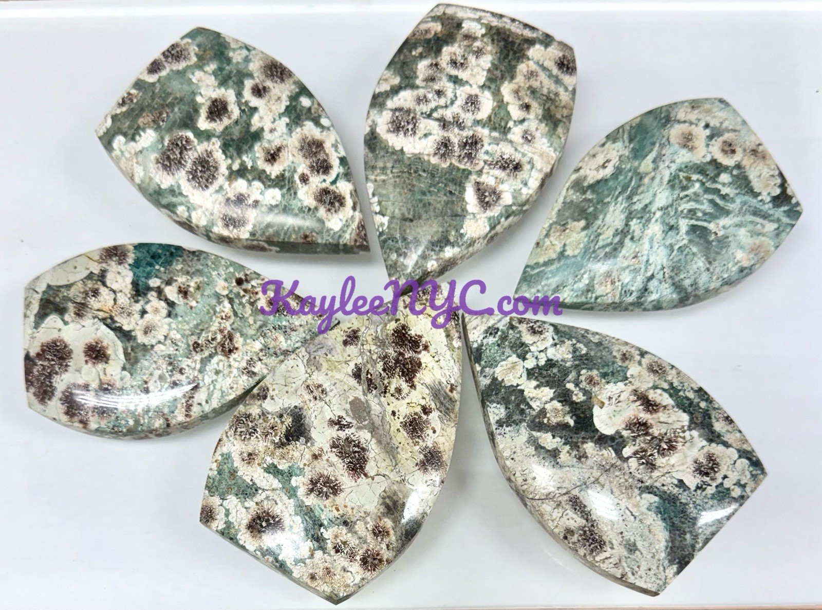 Wholesale Lot 6-7 PCs Natural Green Flower Jasper Freeform Crystal