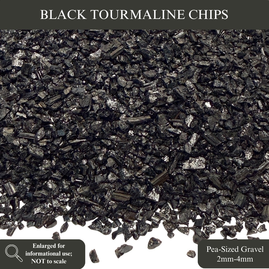 Crushed Black Tourmaline A+ Chips, 2mm-4mm, for Orgone Pyramids, Resin Art