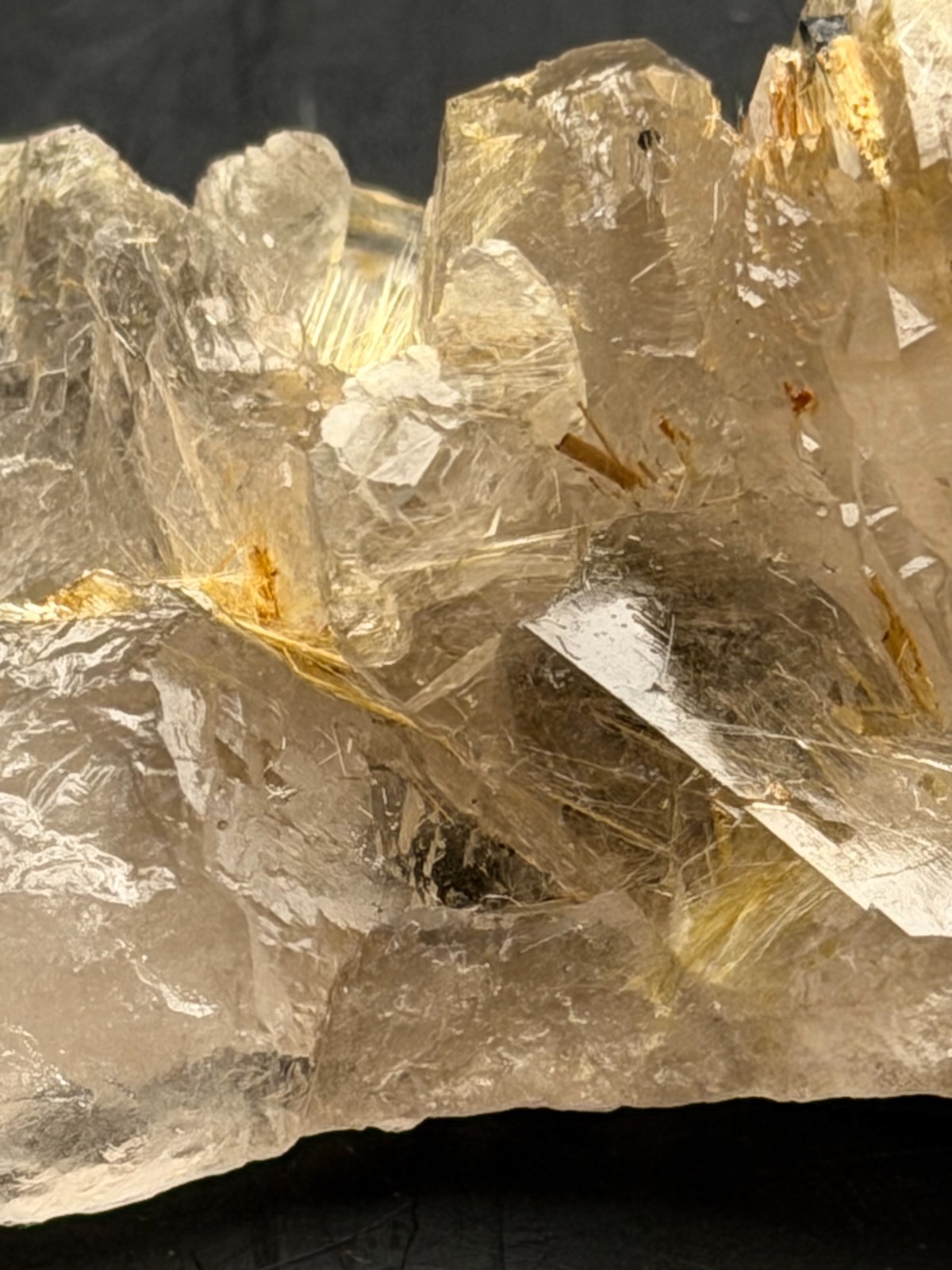 Golden Rutilated Quartz Cluster with Both Internal and External Rutile Sprays