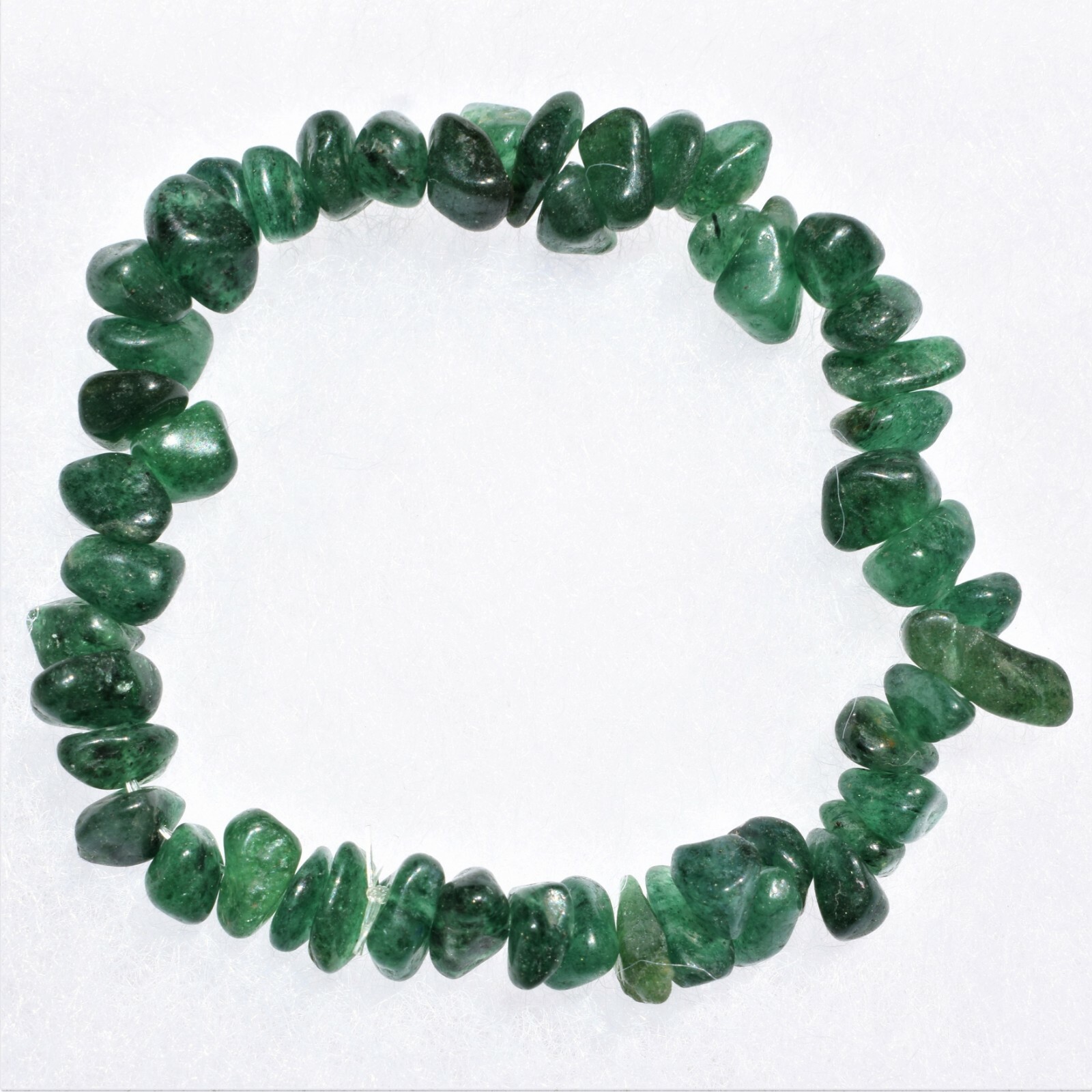 Premium CHARGED Green Aventurine Crystal Chip Stretchy Bracelet + Selenite Heart