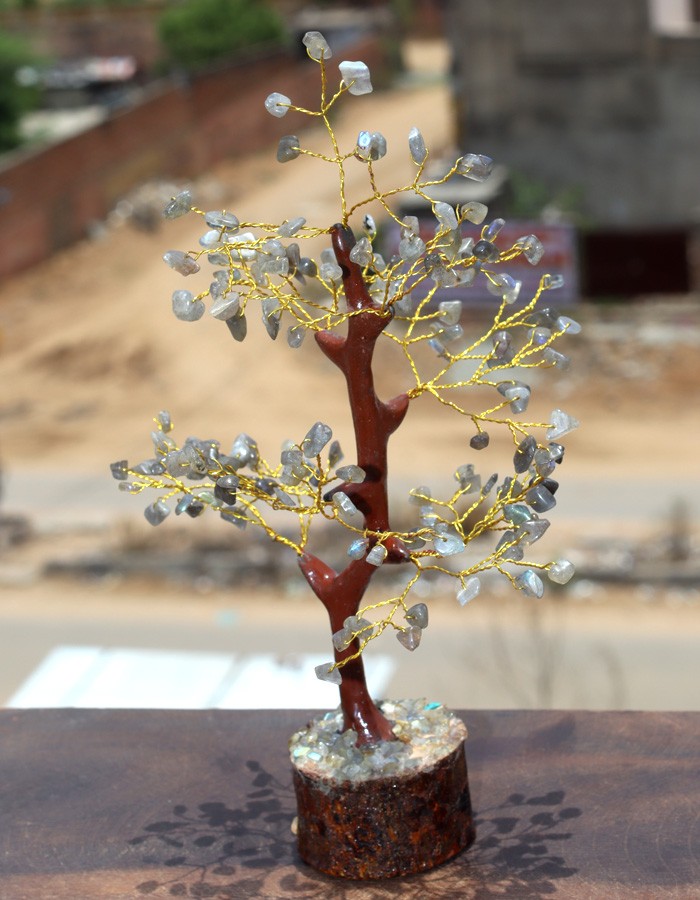 Fiery Labradorite 150+ Gemstones Golden Branches Tree Decor 8-9.5″ GW