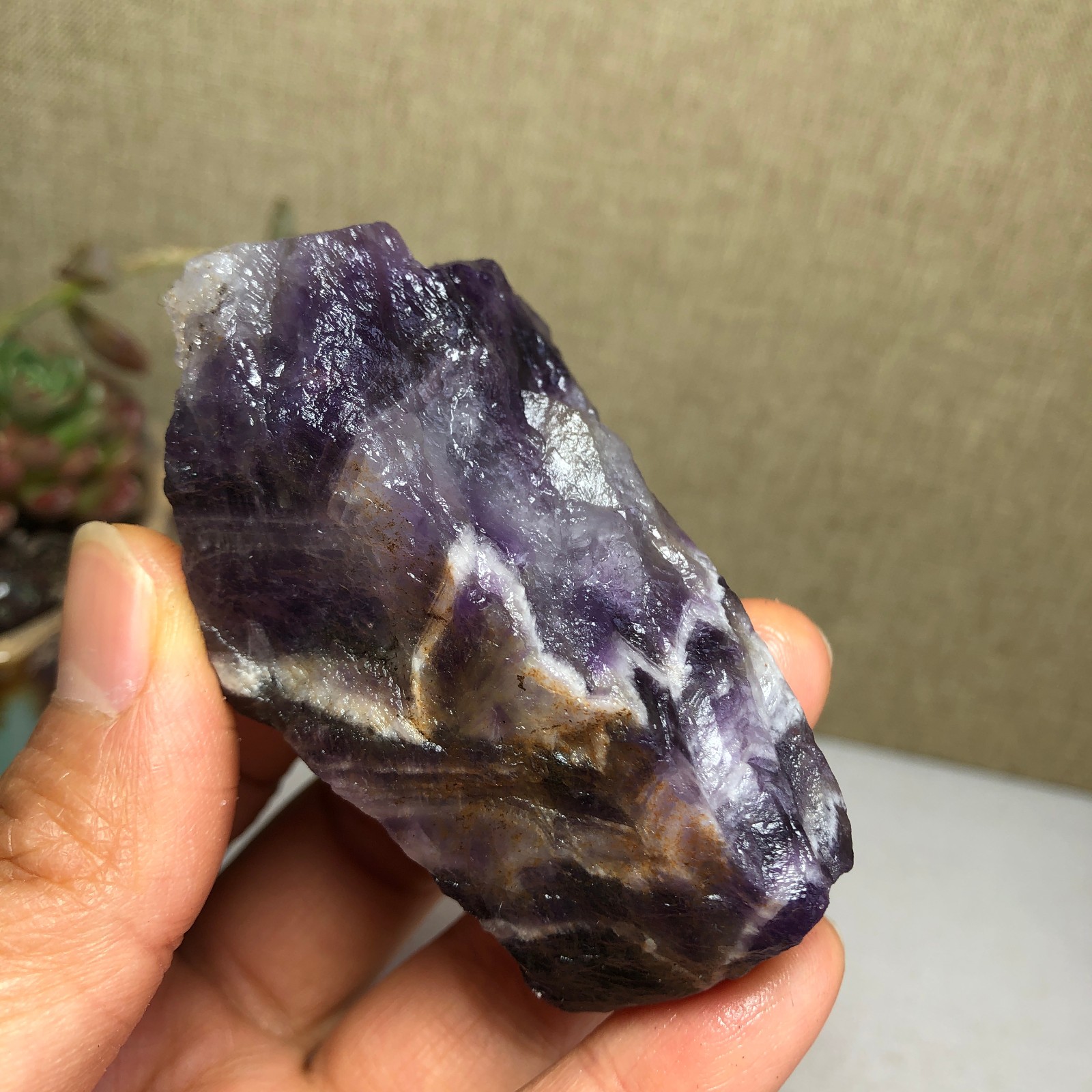 69mm Natural Dream Amethyst gemstone rough Crystal uncut specimens 111g A3815