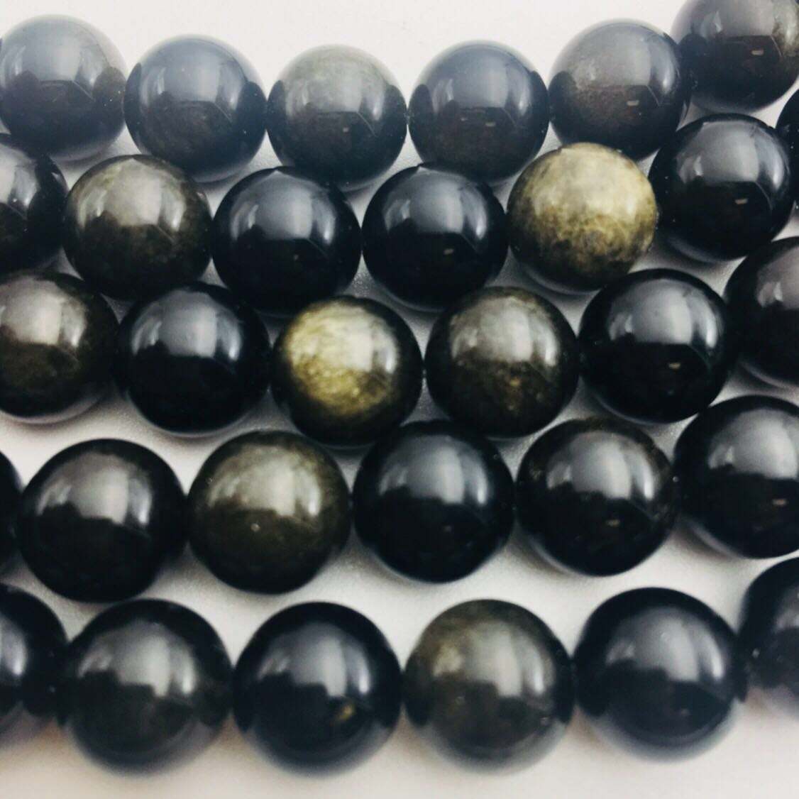 Gold Sheen Obsidian Smooth Round Beads 4mm 6mm 8mm 10mm 12mm 15.5″ Strand