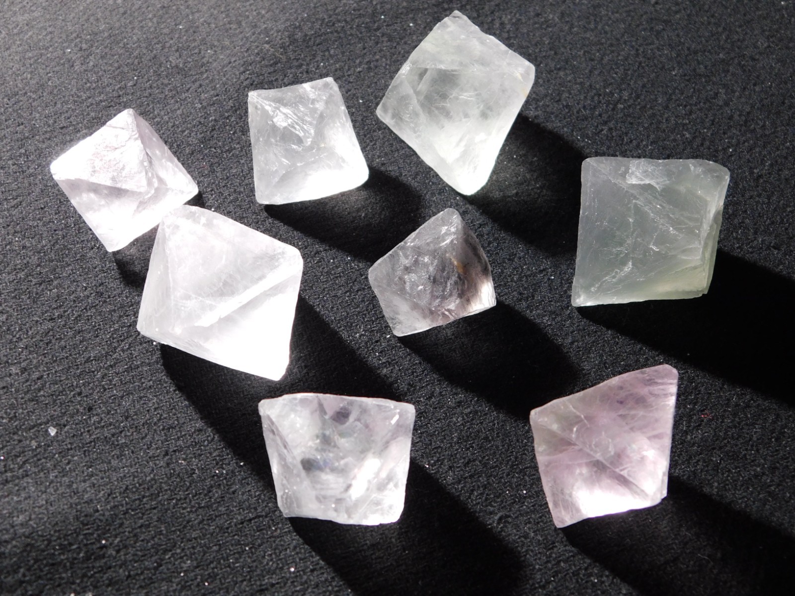 Big Lot of EIGHT! Translucent Octahedron FLUORITE Crystals From China 341gr