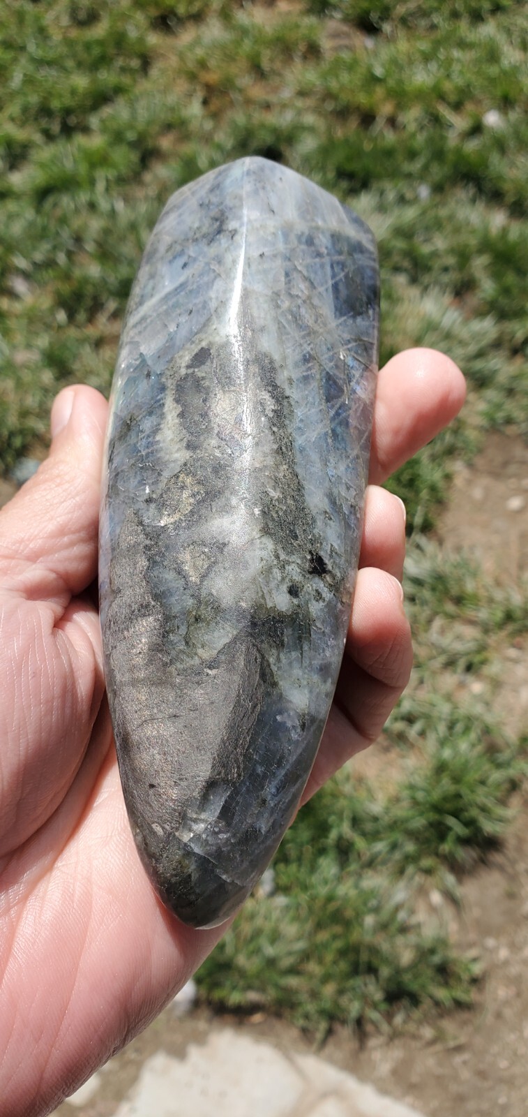 Labradorite Freeform Crystal, Yellow Flashes Decor 390g