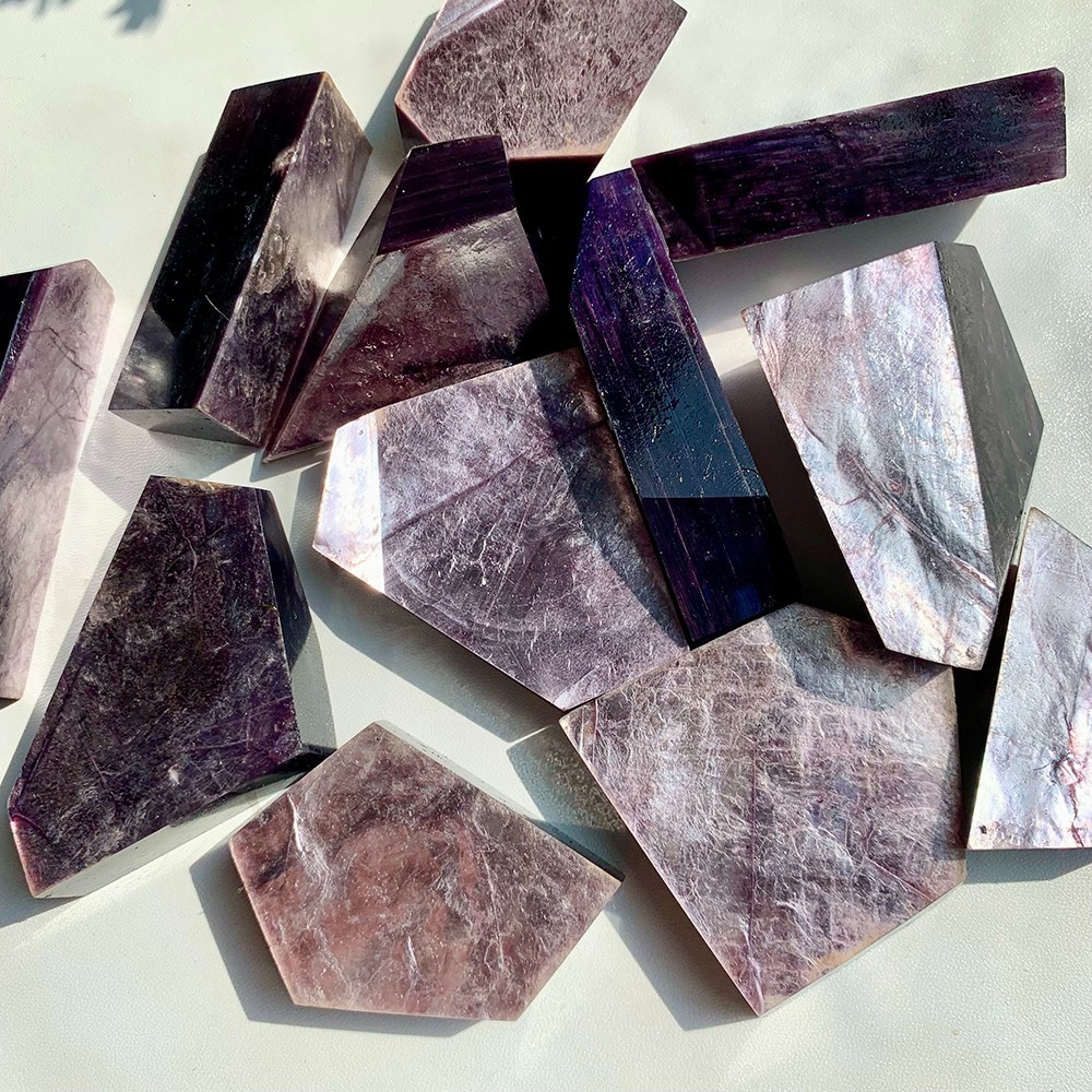 2Pcs 50-100G Natural Purple Mica Freeform Crystal Polished Flashy Office Decor