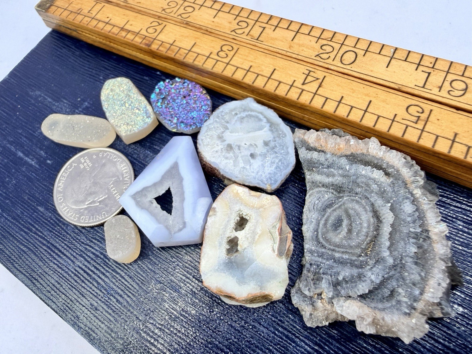 Lot Of Drusy Quartz Jewelry Making Wire Wrap Beads & Cabochons Slices Pendants