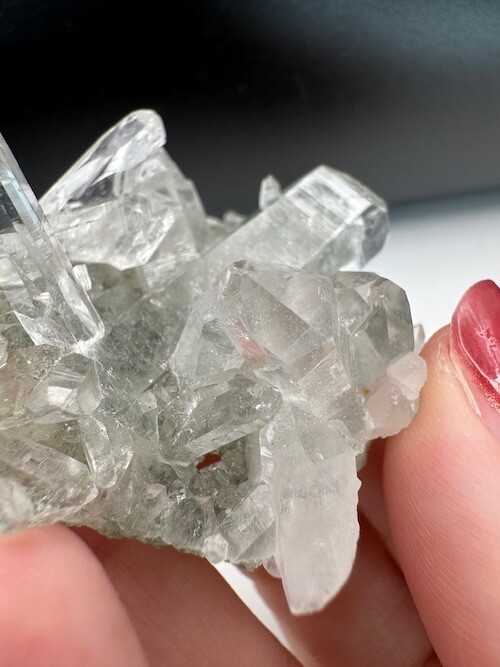 4876 Himalayan Quartz Cluster with Excellent Clarity and Points, w/ Chlorite 31g