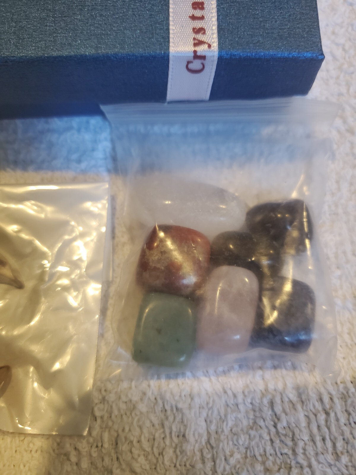 Natural 7 Chakra Healing Crystal Tumbled Stone Set Moon Pendant W/ Gift Box