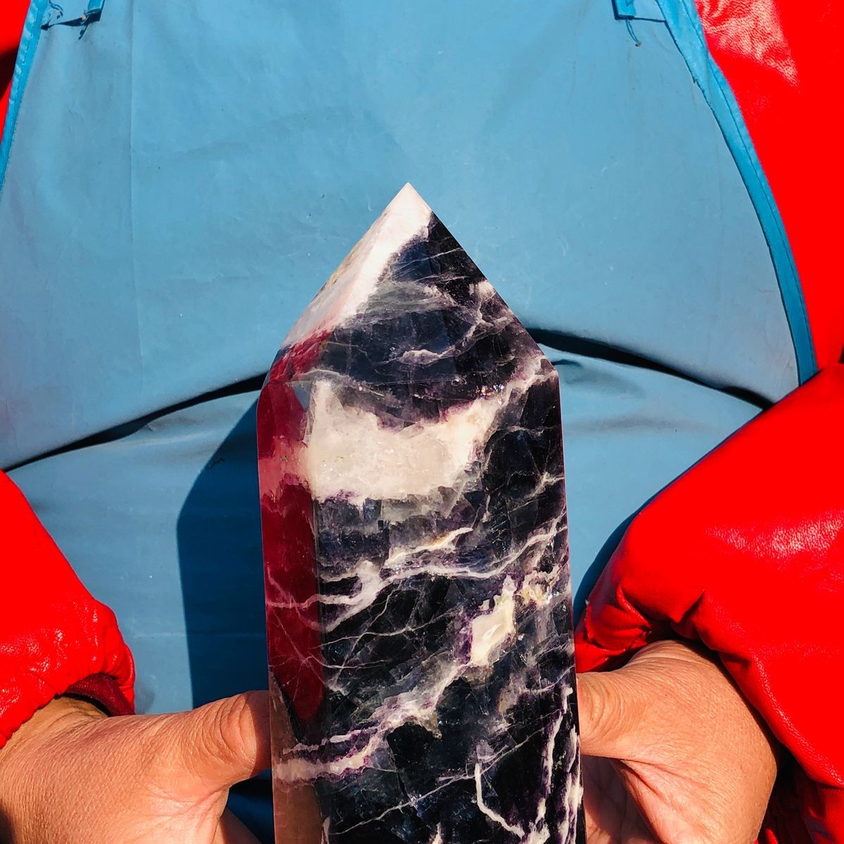 4.15LB Natural Colourful Fluorite Obelisk Quartz Crystal Tower Healing