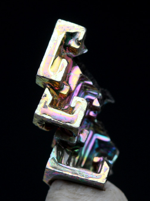 Iridescent Bismuth Specimen Rainbow Hopper Crystal Cluster Mineral w/ ID card