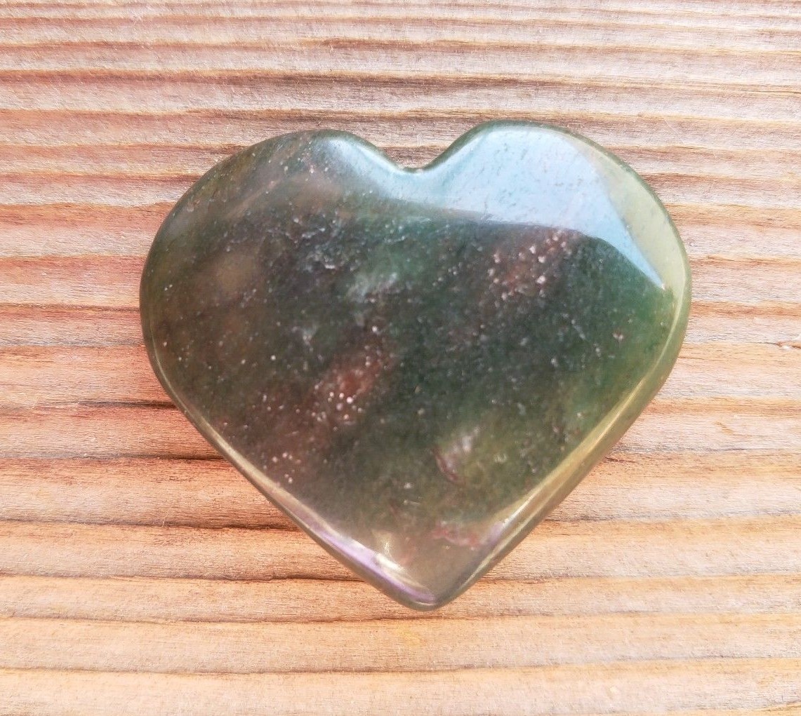 NATURAL GREEN JADE GEMSTONE PUFFY HEART 30-35mm