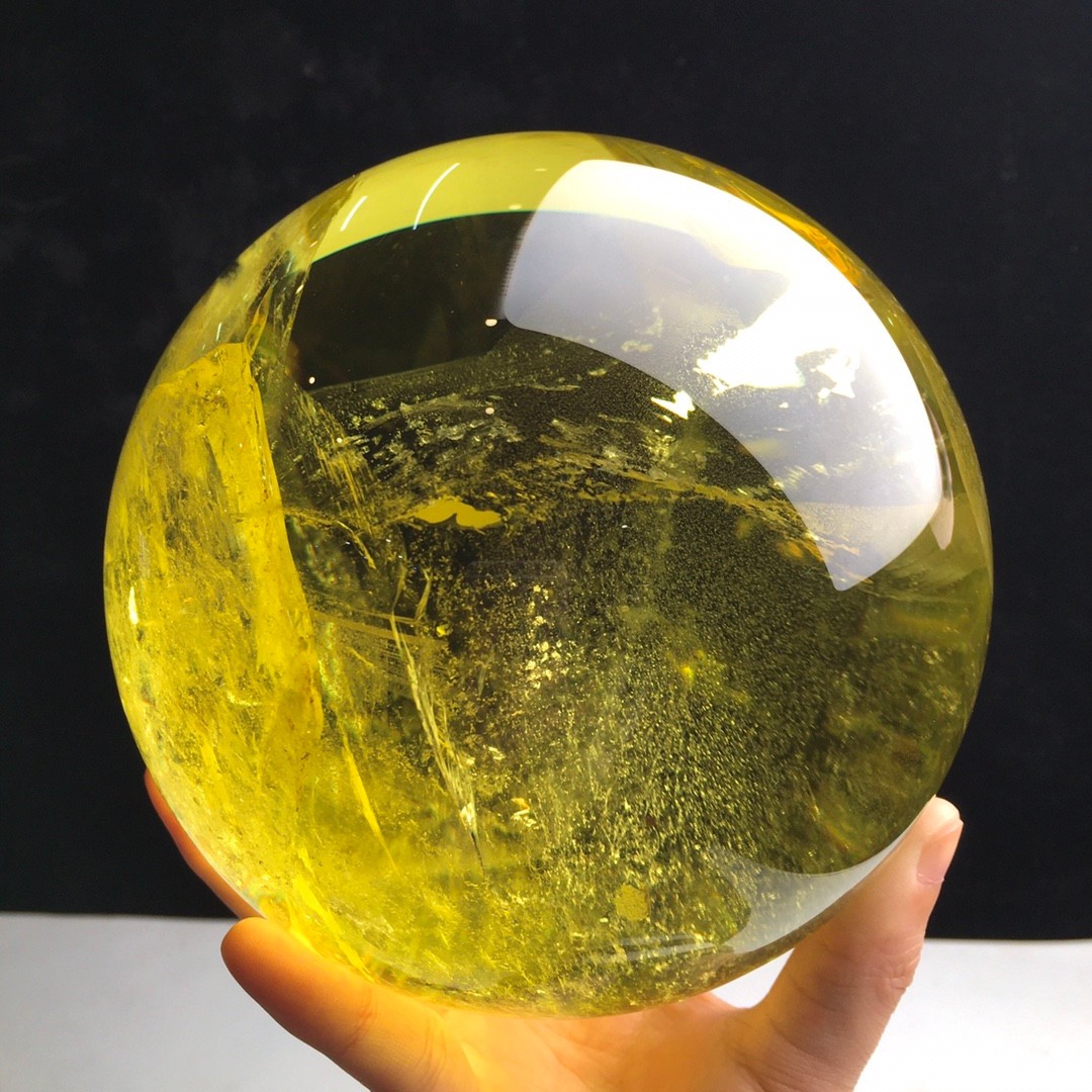 8LB Top Natural Citrine Sphere Quartz Crystals Reiki Ball Gems Decorate Gift