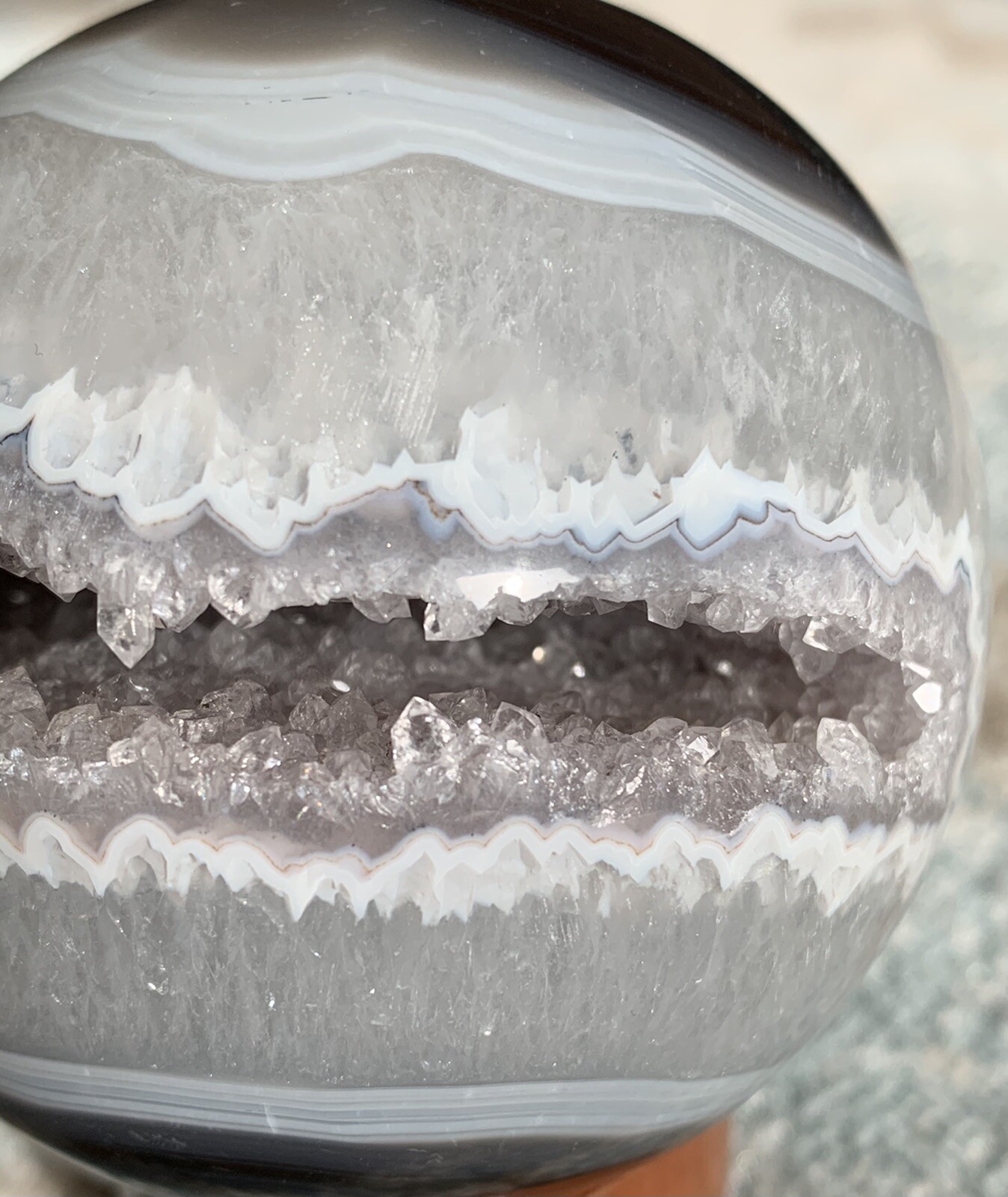 3in Agate Crystal Geode Sphere