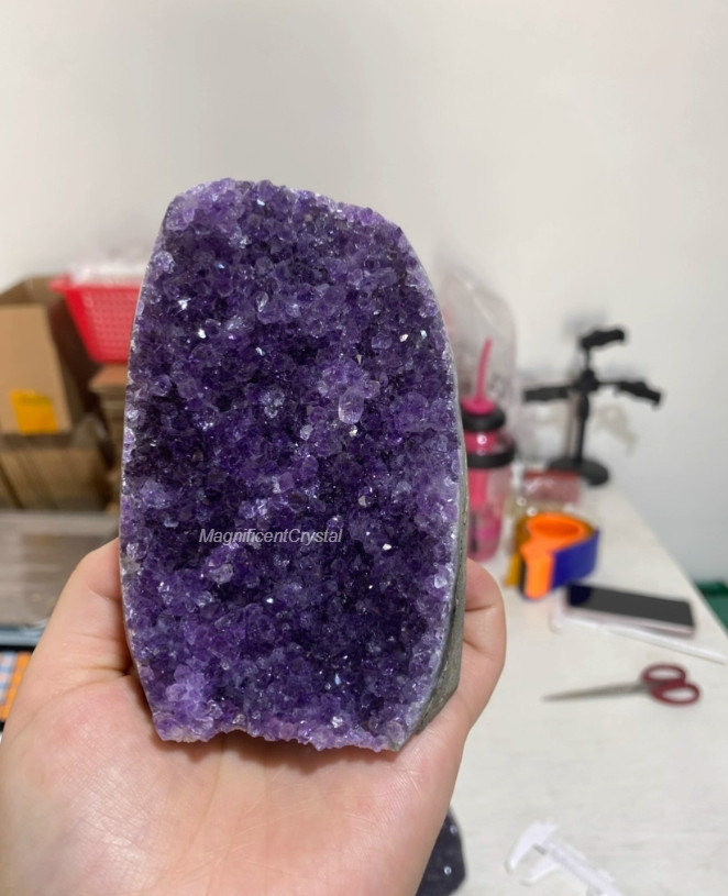 Amethyst Geode Cluster Purple Phantom Quartz Crystal Healing Reiki Art Decor