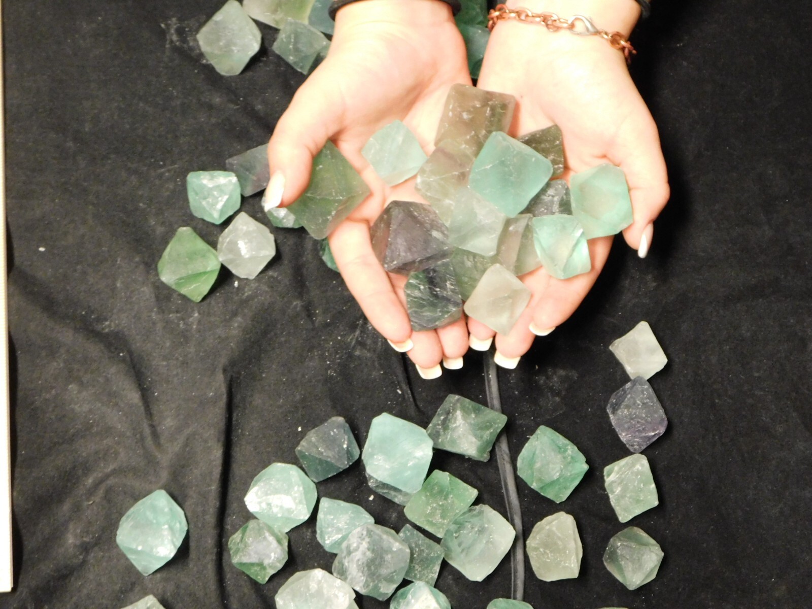 Over One Pound! or 500 Grams! Fluorescent FLUORITE Octahedron Crystals