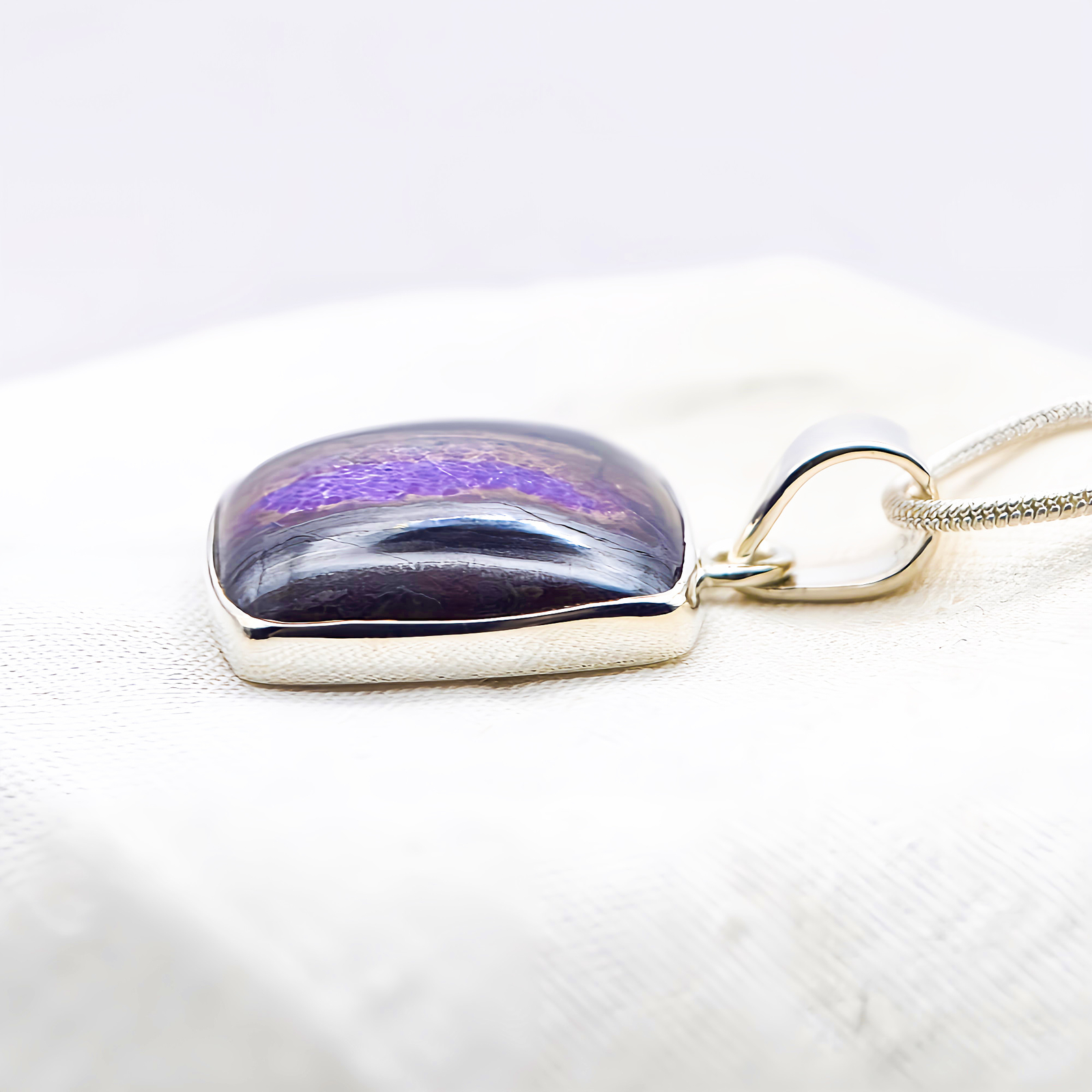 Sugilite Sterling Silver Pendant Genuine Rare Purple AA Crystal Indigo Child