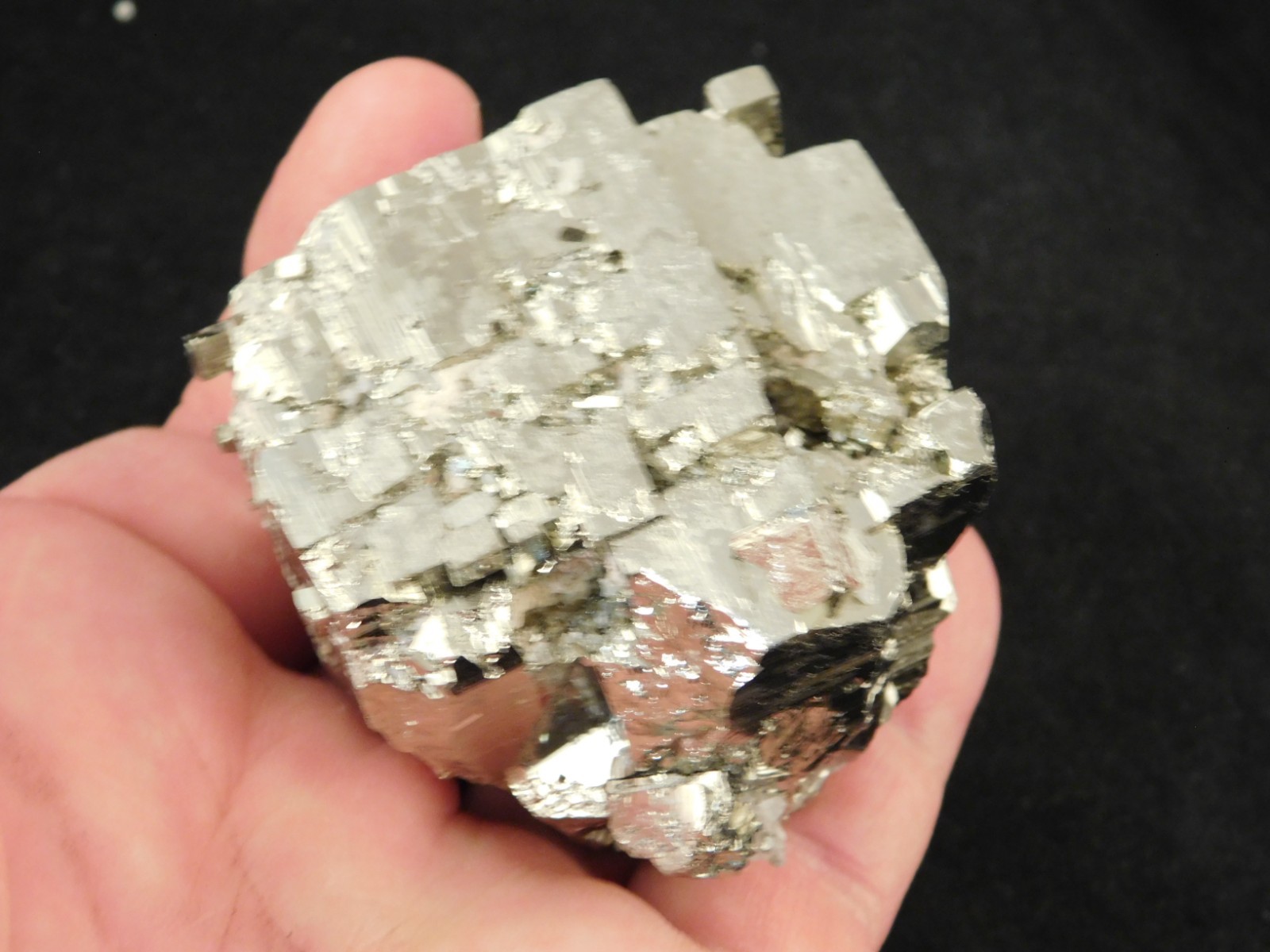 LARGER 100% Natural STEPPED PYRITE Crystal CUBE Cluster Huanzala Mine Peru 317gr