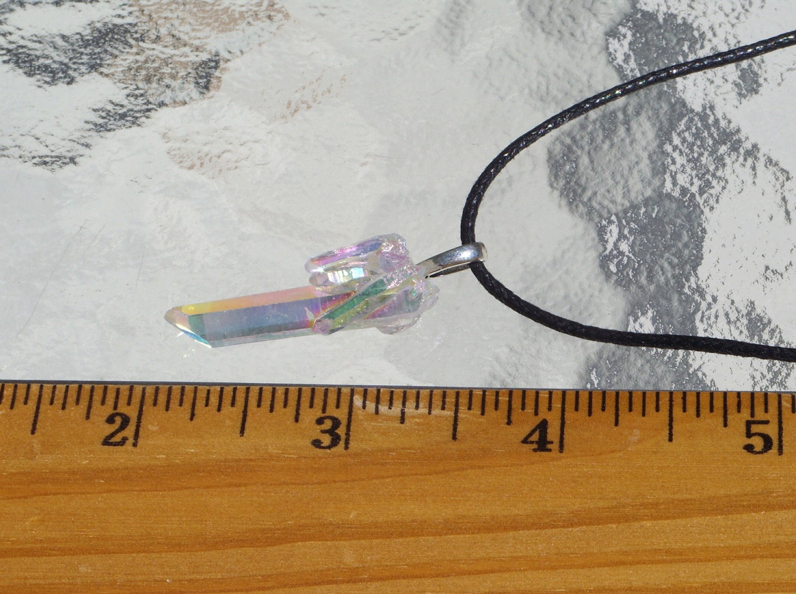 Angel Aura Quartz Twinned Point Crystal Cluster Stone Pendant Necklace