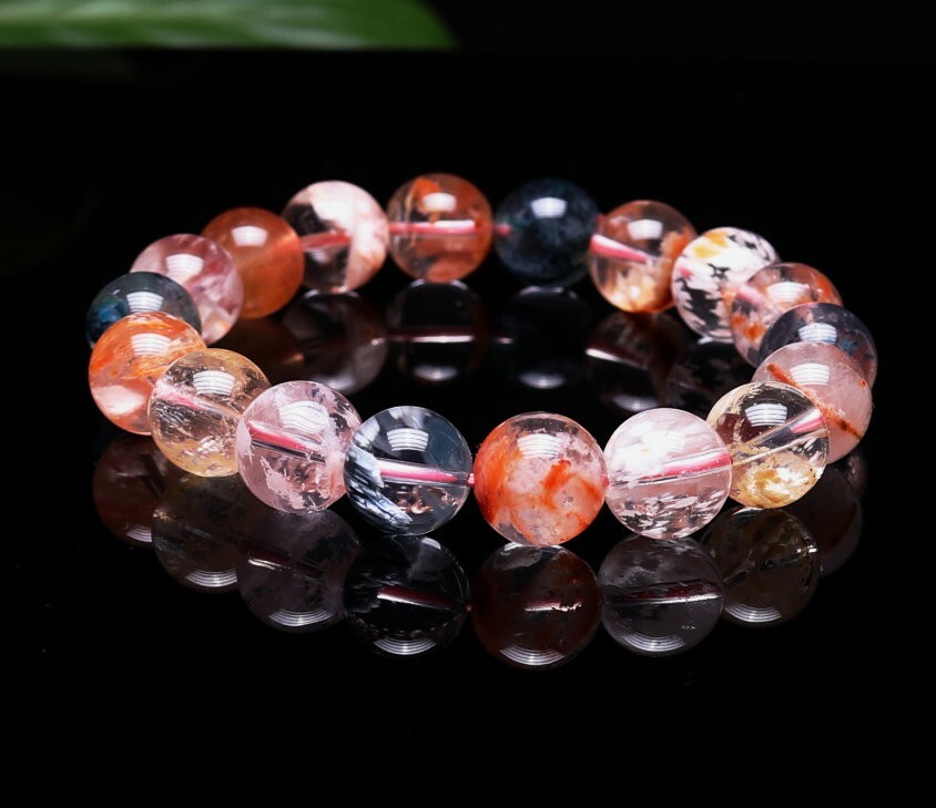 11mm Natural Colorful Snowflake Crystal Quartz Beads Bracelet 1338
