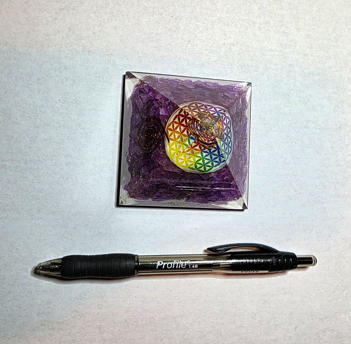 Organite Pyramid With Dyed Purple Crystal Quartz