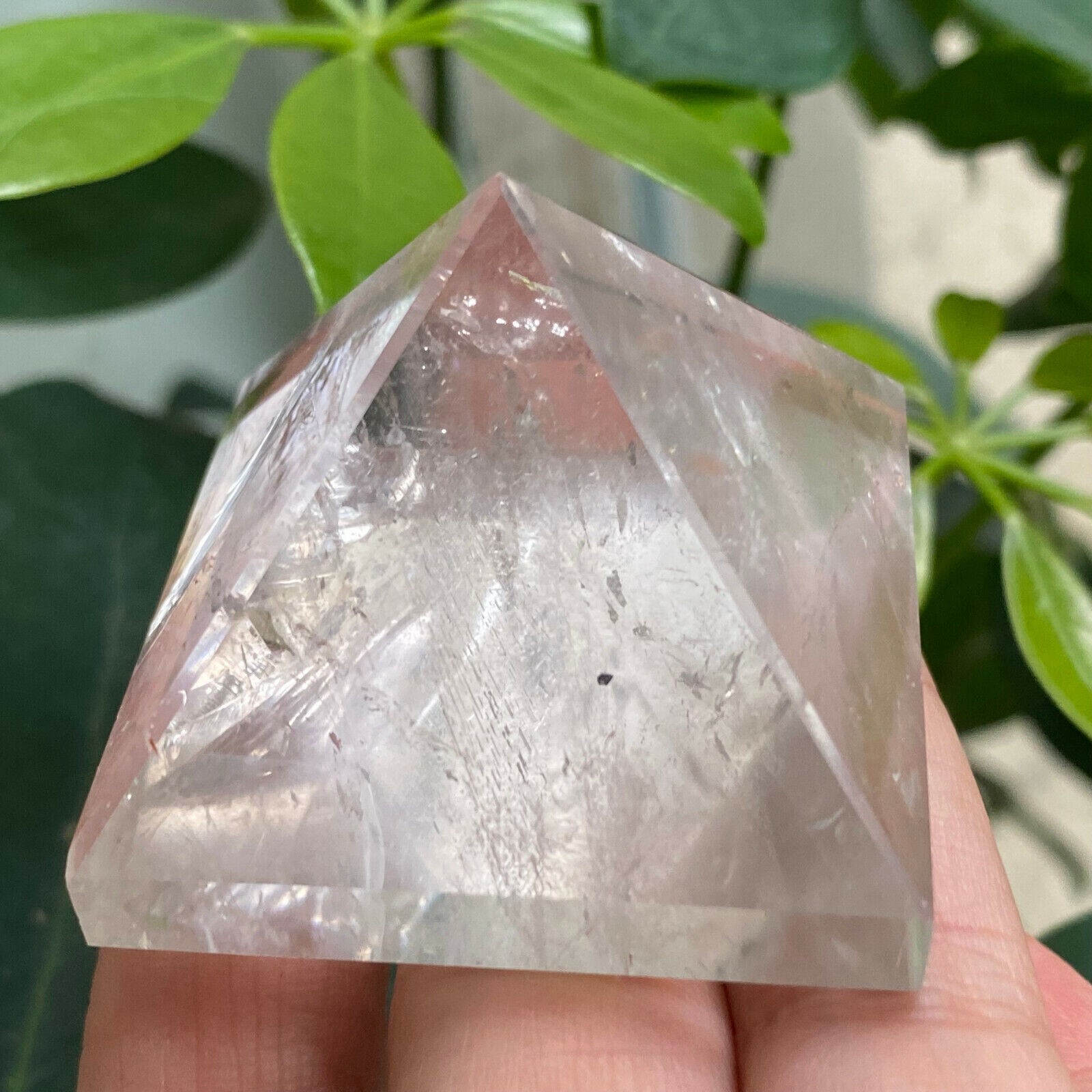 1PC Natural clear crystal Quartz Pyramid Carved Crystal Point Reiki healing 40mm