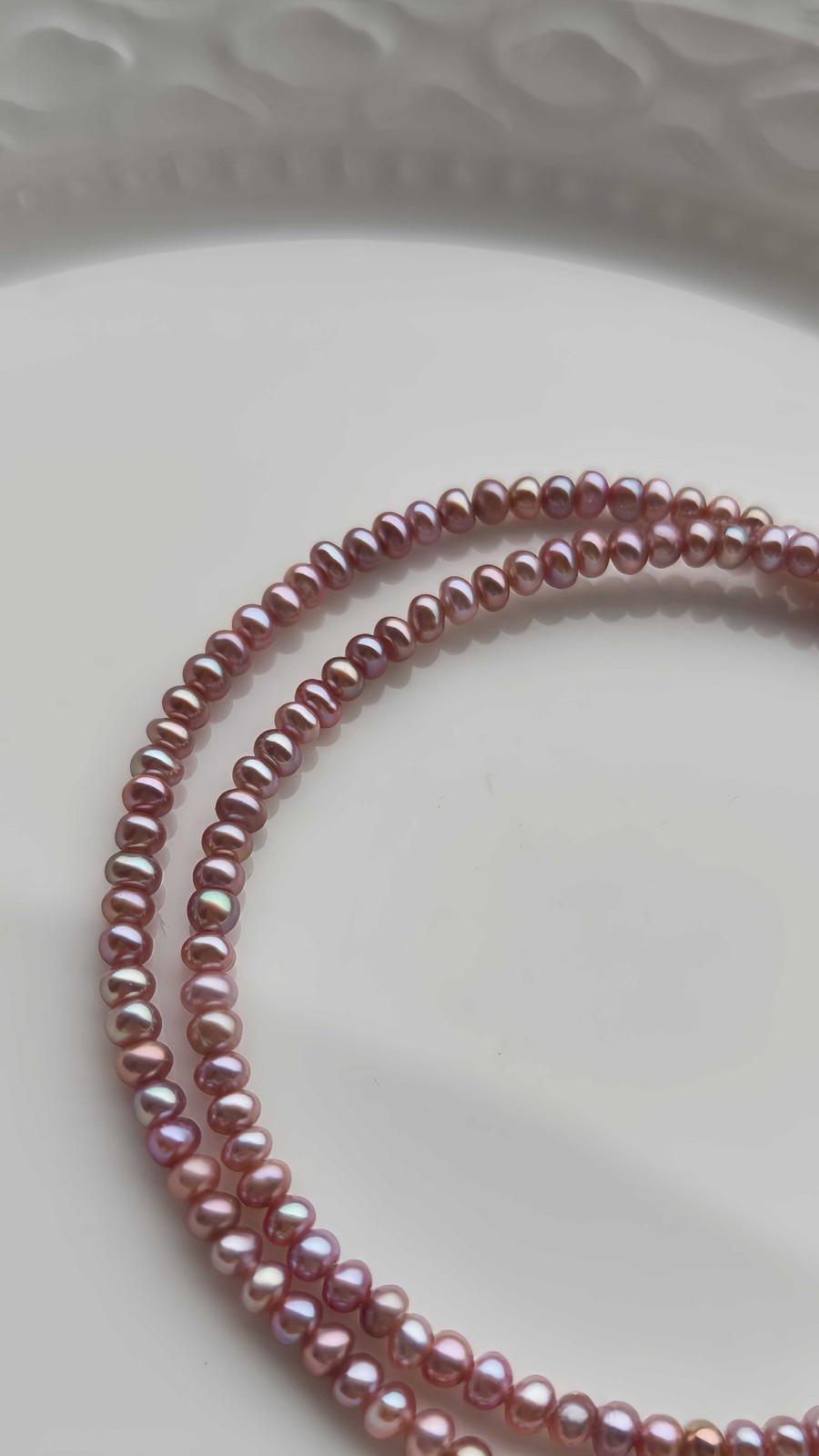 Versatile Aurora Iridescent Rice Pearl Necklace 3.5mm Natural Freshwater 42-43cm