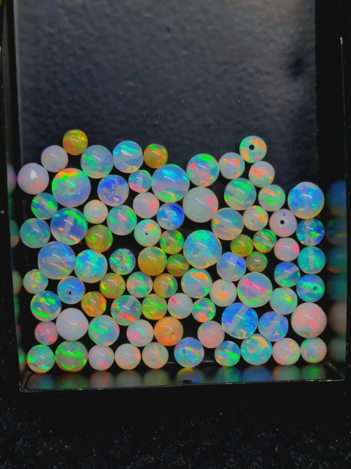 AAA Grade Ethiopian Opal Beads: Drilled Round Opal Balls For Necklace 5pcs…..