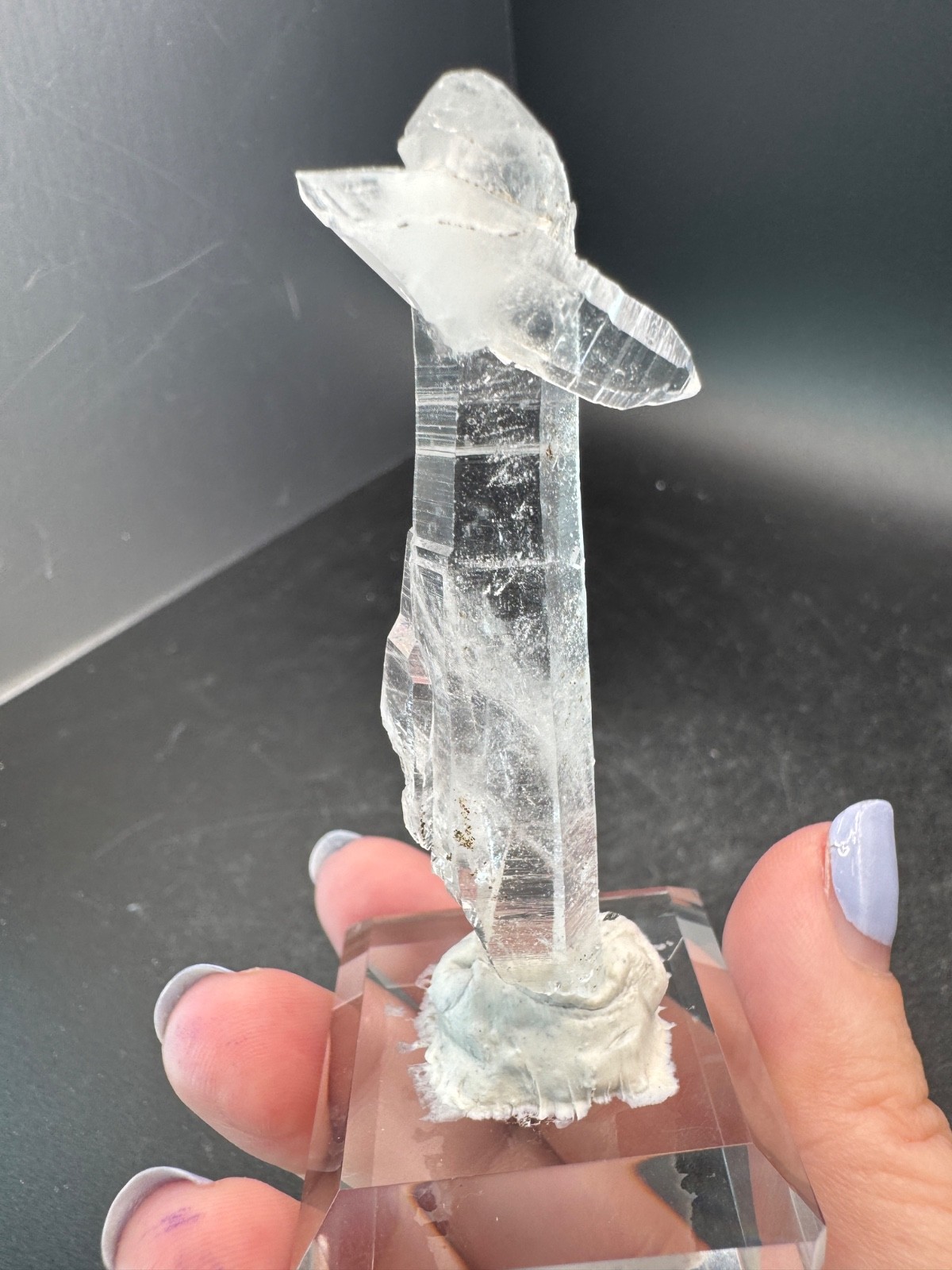 6528 Clear Quartz Crystal with Double Terminated Cross Crystal Brazil 20g