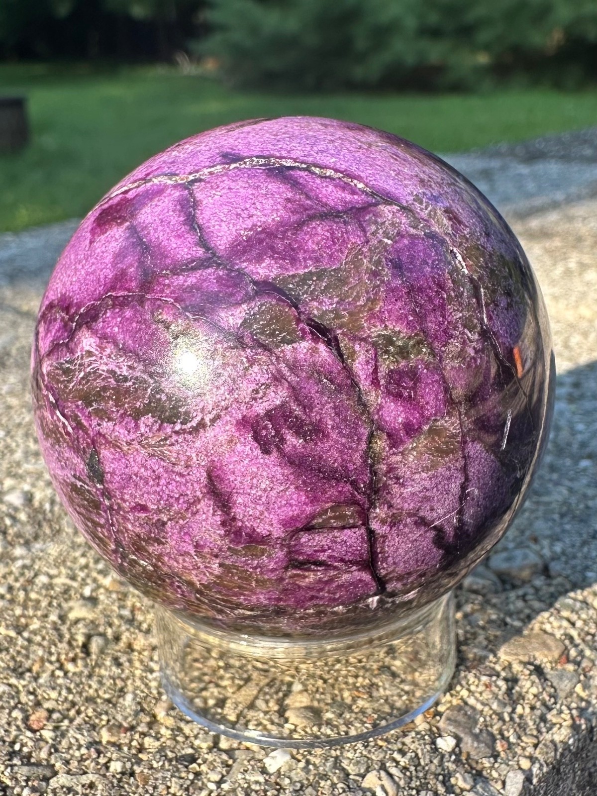 136g natural purple atlantisite stichtite sphere polished crystal ball
